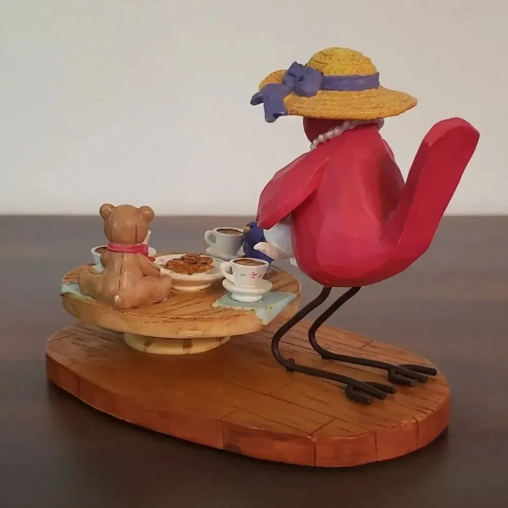 Vintage RUSS Red Bird Tea Party Resin Decor 